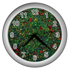 Grass Nature Meadow Wall Clock (silver)