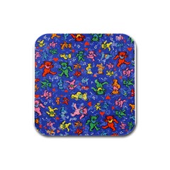 Grateful Dead Dancing Bears Pattern Rubber Square Coaster (4 Pack)