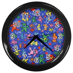 Grateful Dead Dancing Bears Pattern Wall Clock (black)