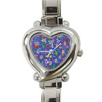 Grateful Dead Dancing Bears Pattern Heart Italian Charm Watch Front