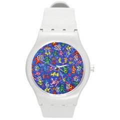 Grateful Dead Dancing Bears Pattern Round Plastic Sport Watch (m)