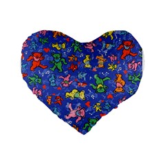 Grateful Dead Dancing Bears Pattern Standard 16  Premium Flano Heart Shape Cushions