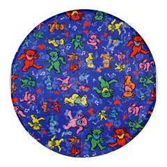 Grateful Dead Dancing Bears Pattern Round Glass Fridge Magnet (4 Pack) by Salmanaz77