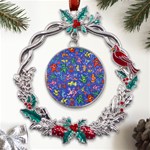 Grateful Dead Dancing Bears Pattern Metal X mas Wreath Holly leaf Ornament Front