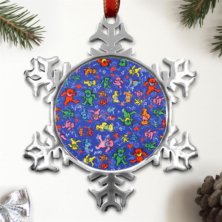 Grateful Dead Dancing Bears Pattern Metal Small Snowflake Ornament