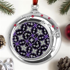 Gothic Radiance Metal Snowflake Red Crystal Round Ornament by dflcprintsclothing