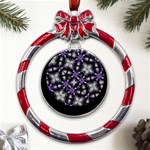 Gothic Radiance Metal Red Ribbon Round Ornament Front