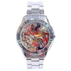 Abstract Flames Stainless Steel Analogue Watch