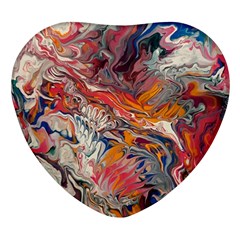 Abstract Flames Heart Glass Fridge Magnet (4 Pack) by kaleidomarblingart