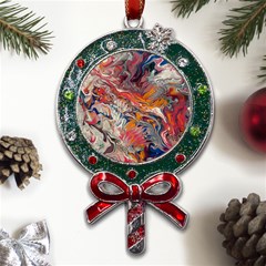 Abstract Flames Metal X mas Lollipop With Crystal Ornament