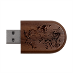 Abstract flames Wood Oval USB Flash Drive USB