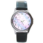 Digital Art Artwork Abstract Pink Purple Round Metal Watch Front