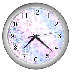 Digital Art Artwork Abstract Pink Purple Wall Clock (silver)