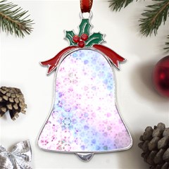 Digital Art Artwork Abstract Pink Purple Metal Holly Leaf Bell Ornament