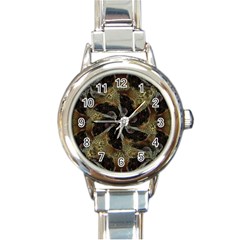 Abstract Ornate Organic Texture Design Print Round Italian Charm Watch