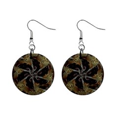 Abstract Ornate Organic Texture Design Print Mini Button Earrings