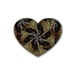 Abstract Ornate Organic Texture Design Print Rubber Heart Coaster (4 pack)