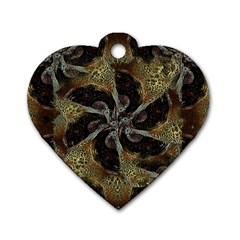 Abstract Ornate Organic Texture Design Print Dog Tag Heart (Two Sides)