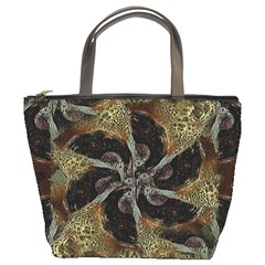 Abstract Ornate Organic Texture Design Print Bucket Bag