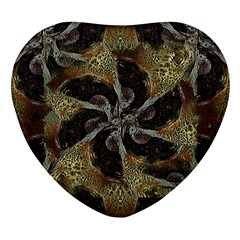 Abstract Ornate Organic Texture Design Print Heart Glass Fridge Magnet (4 pack)