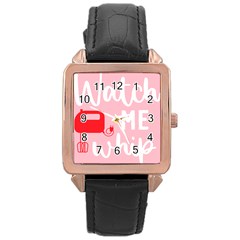 Watch Me Whip  Rose Gold Leather Watch 