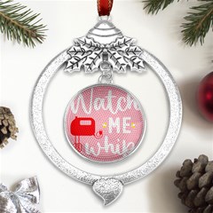 Watch Me Whip  Metal Silver X mas Leaves Round Ornament