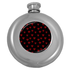 Small Cute Hearts  Round Hip Flask (5 Oz)