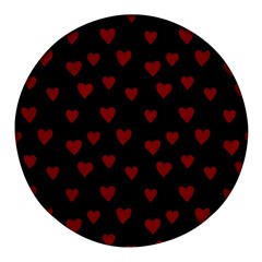 Small Cute Hearts  Round Glass Fridge Magnet (4 Pack)