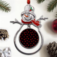 Small Cute Hearts  Metal Snowman Ornament