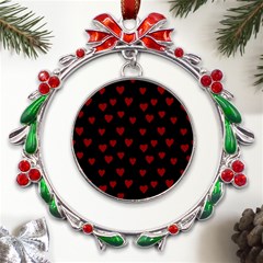 Small Cute Hearts  Metal X mas Wreath Ribbon Ornament