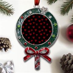 Small Cute Hearts  Metal X mas Lollipop With Crystal Ornament