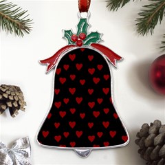 Small Cute Hearts  Metal Holly Leaf Bell Ornament