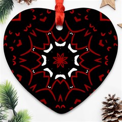 Red Shapes Mandala   Ornament (heart)