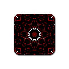 Red Shapes Mandala   Rubber Coaster (square) by ConteMonfrey