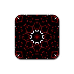 Red Shapes Mandala   Rubber Square Coaster (4 Pack)