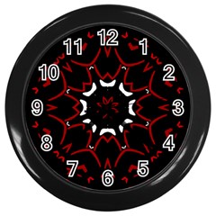 Red Shapes Mandala   Wall Clock (black) by ConteMonfrey