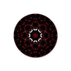 Red Shapes Mandala   Rubber Coaster (round) by ConteMonfrey