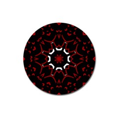 Red Shapes Mandala   Magnet 3  (round)