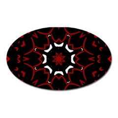 Red Shapes Mandala   Oval Magnet