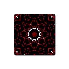 Red Shapes Mandala   Square Magnet