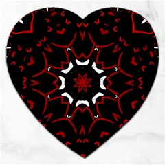 Red Shapes Mandala   Jigsaw Puzzle (heart) by ConteMonfrey