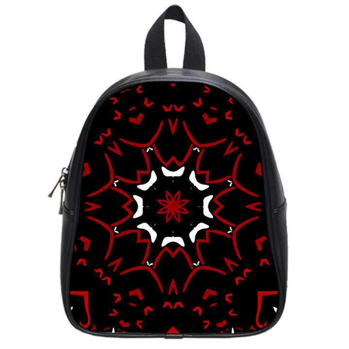 Red Shapes Mandala   School Bag (Small)