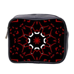 Red Shapes Mandala   Mini Toiletries Bag (two Sides) by ConteMonfrey