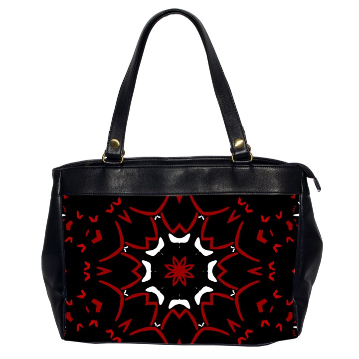 Red Shapes Mandala   Oversize Office Handbag (2 Sides)