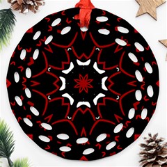 Red Shapes Mandala   Ornament (round Filigree)