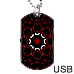 Red Shapes Mandala   Dog Tag Usb Flash (two Sides) by ConteMonfrey