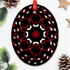 Red Shapes Mandala   Oval Filigree Ornament (two Sides)