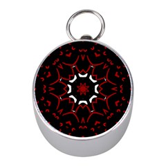 Red Shapes Mandala   Mini Silver Compasses