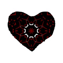 Red Shapes Mandala   Standard 16  Premium Flano Heart Shape Cushions by ConteMonfrey