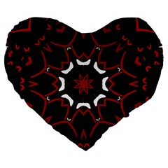 Red Shapes Mandala   Large 19  Premium Flano Heart Shape Cushions by ConteMonfrey